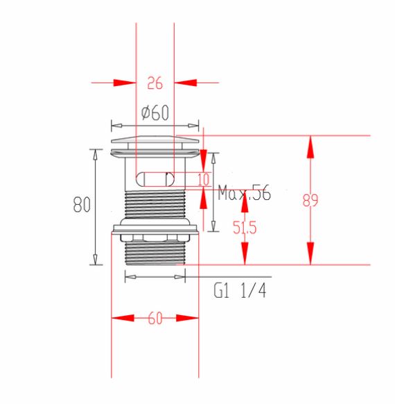Hoxton Slotted Click Clack Basin Waste - Matt Black
