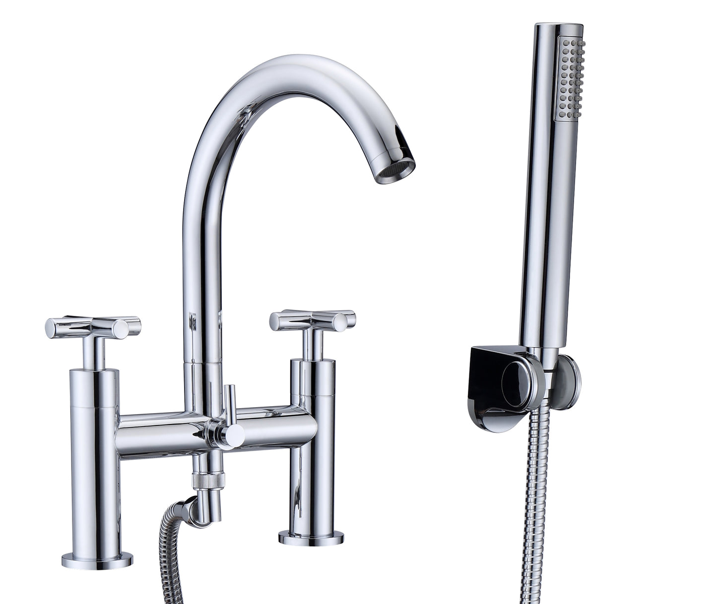 Cross Chrome Bath Shower Mixer Inc Hose & Handset