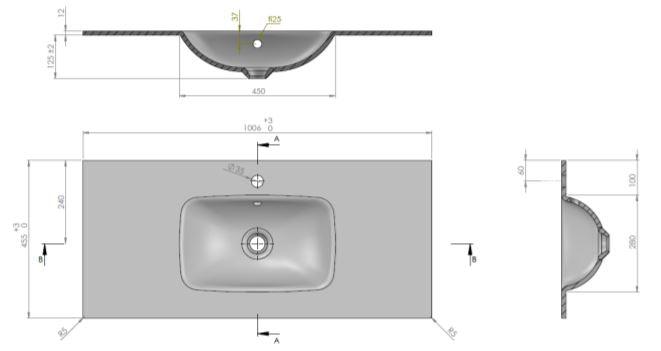 Crosswater Glide II Ice White Glass Basin No Tap Hole 1000mm