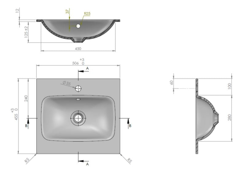 Crosswater Glide II Ice White Glass Basin 1 Tap Hole 500mm