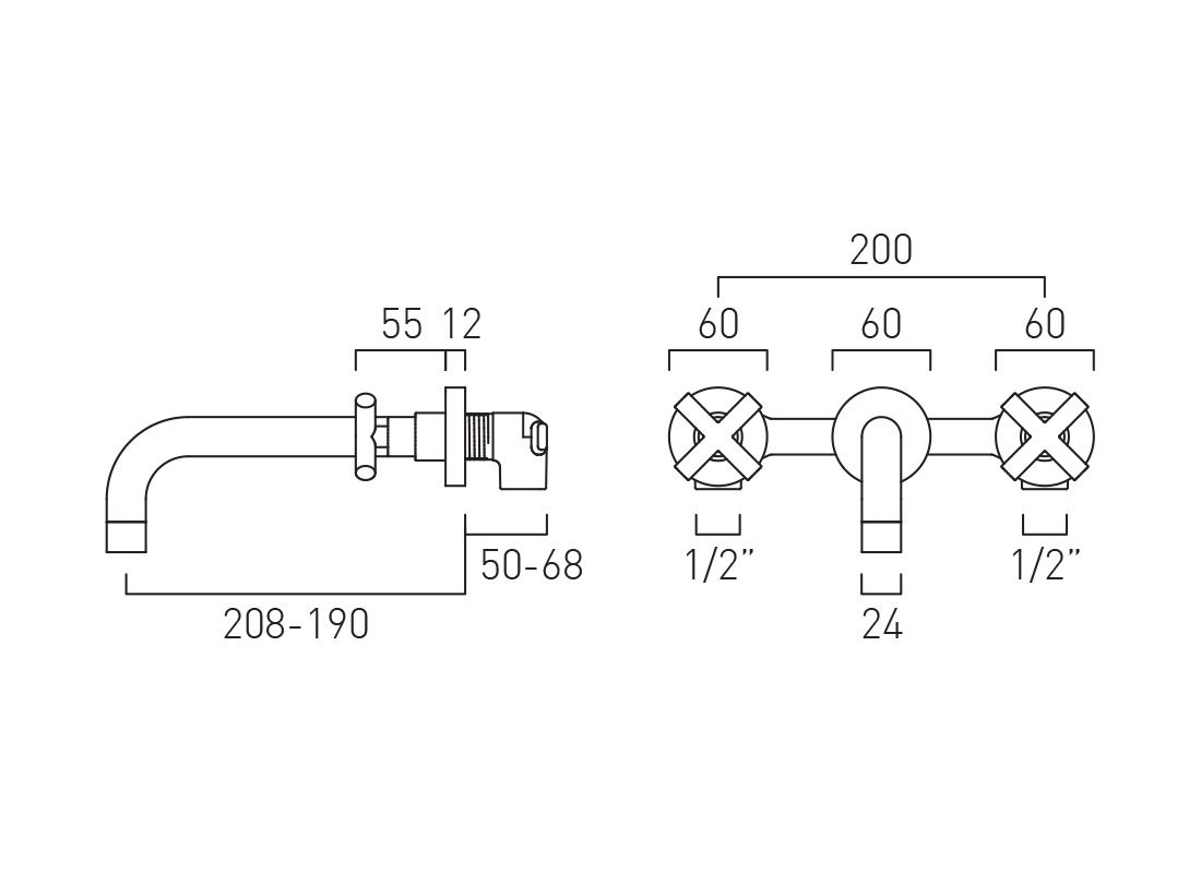 VADO Elements Wall Mounted Basin Mixer Tap
