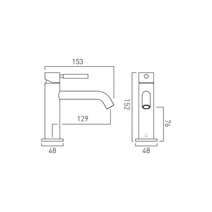 Vado Knurled Accents Slimline Mono Basin Mixer Tap