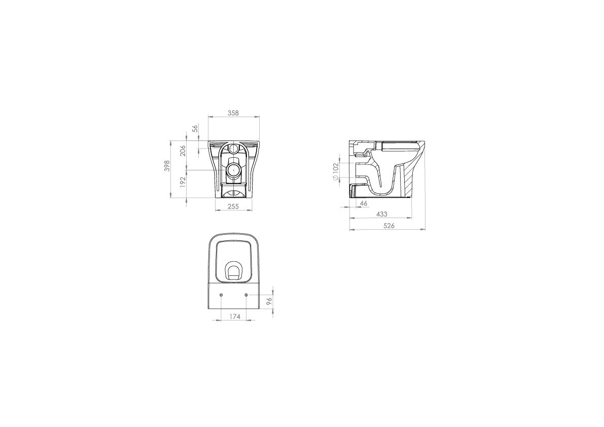 SANEUX Indigo Back To Wall Wc Pan - Rimless