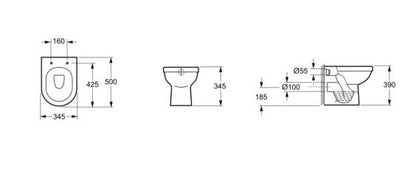 Essentials Ivo Back-To-Wall WC Bowl