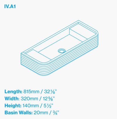 Kast Iva Basin 815mm x 320mm (Choose Colour)