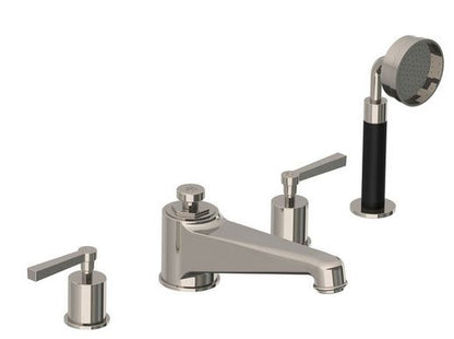 Lefroy Brooks Janey Mac Lever Handle Four Hole Bath Filler With Pull Out Hand - Antique Gold
