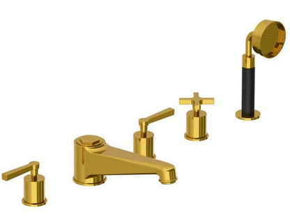 Lefroy Brooks Janey Mac Lever Handle Five Hole Bath Filler With Diverter & Pull Out Hand Shower JL1262NK Silver Nickel