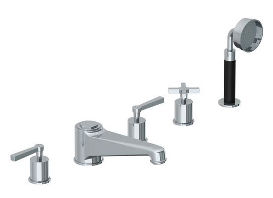 Lefroy Brooks Janey Mac Lever Handle Five Hole Bath Filler With Diverter & Pull Out Hand Shower JL1262NK Silver Nickel