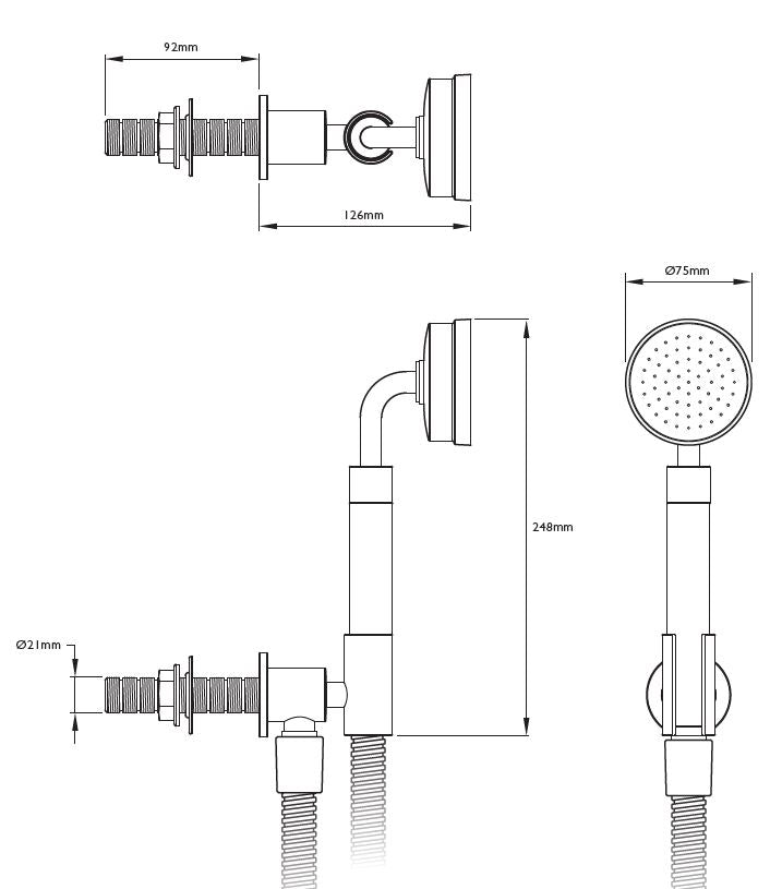 Lefroy Brooks Janey Mac Wall Mounted Hand Shower Chrome