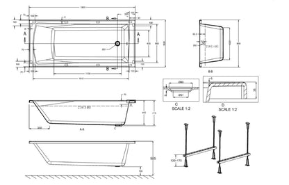 KAI S Single Ended Bath 1800 x 800mm