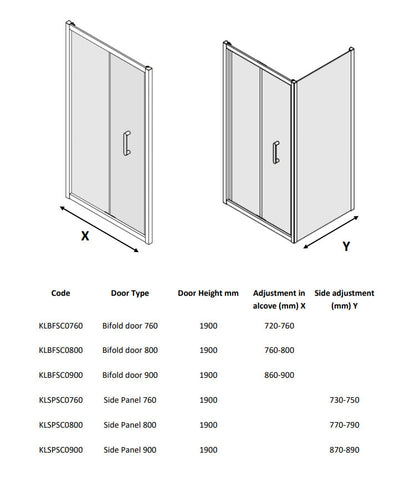 Crosswater Kai 6 Bi-Fold Door 800mm Silver Frame 6mm