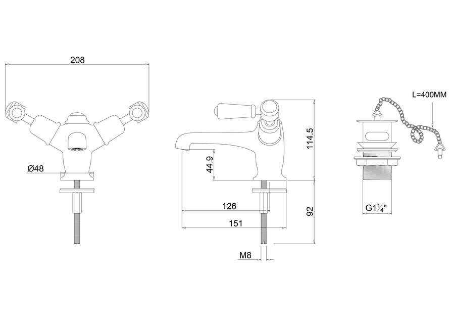 Burlington Kensington Basin Mixer Mixer with Waste