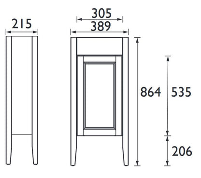 Caversham 400mm Freestanding  Cloakroom Unit Graphite