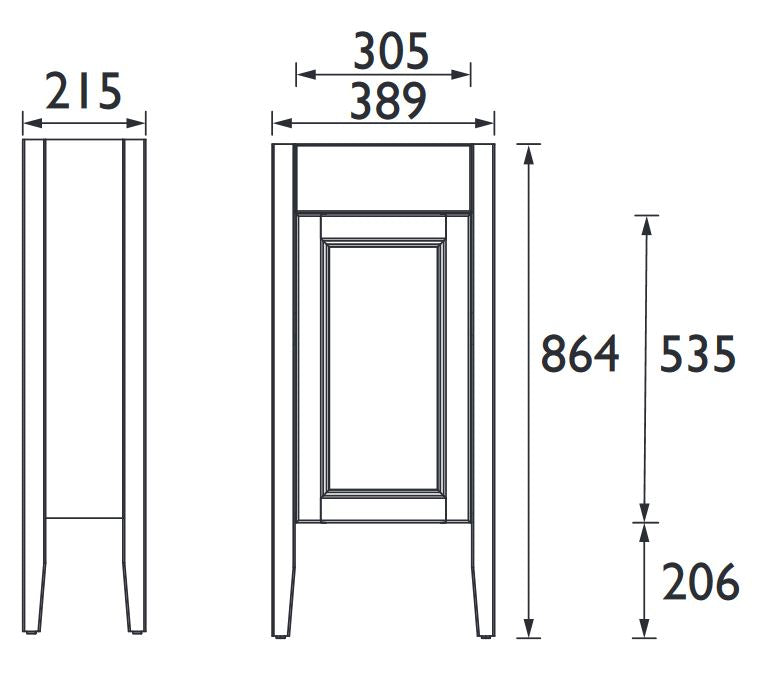 Caversham 400mm Freestanding Cloakroom Vanity Maritime Blue