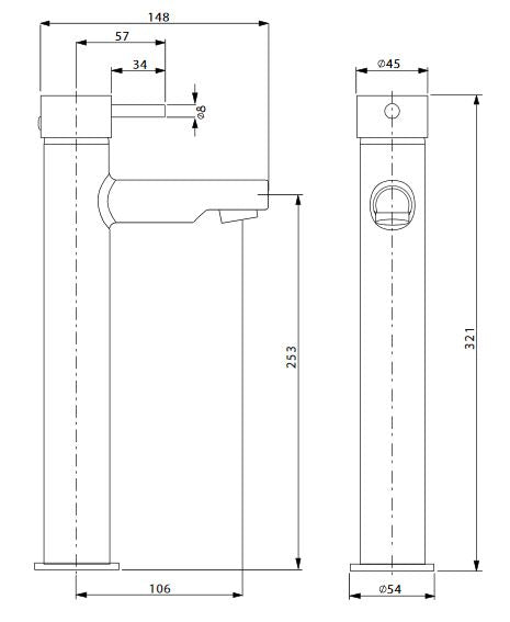Crosswater Kai Lever Monobloc Basin Mixer w/ Fixed Spout