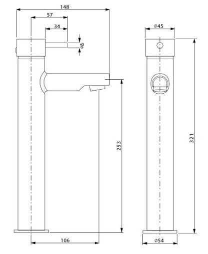 Crosswater Kai Lever Monobloc Basin Mixer w/ Fixed Spout