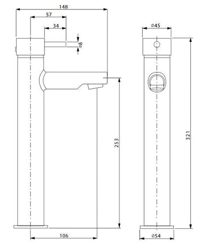 Crosswater Kai Lever Monobloc Basin Mixer w/ Fixed Spout