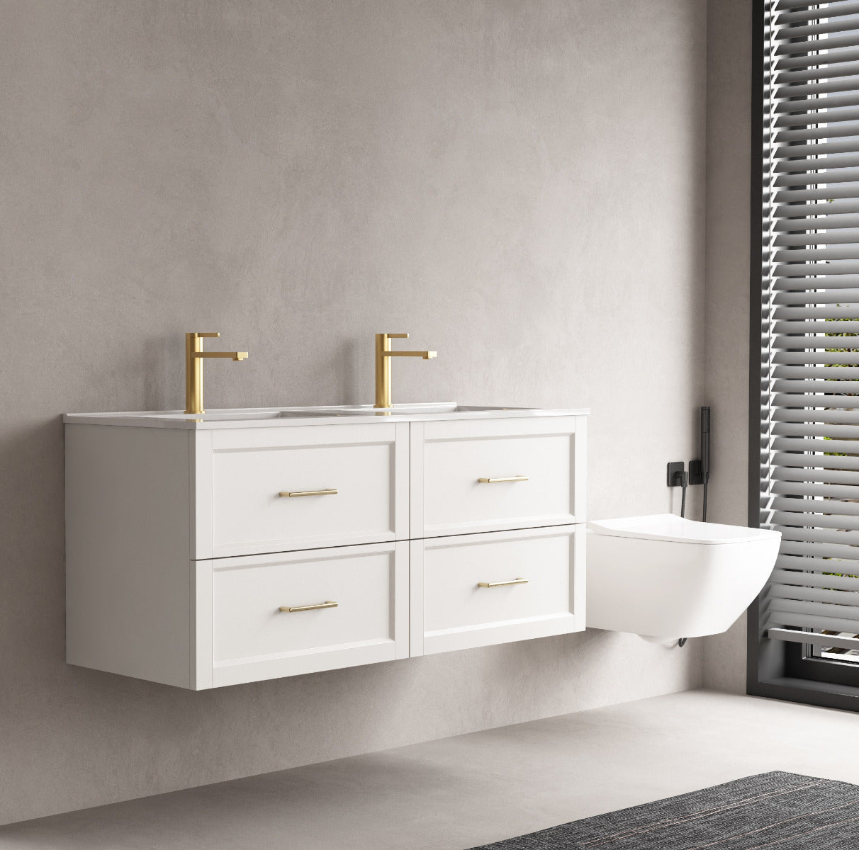 LUXE81 Angel 1200 Matte White Cabinet With Ceramic Basin