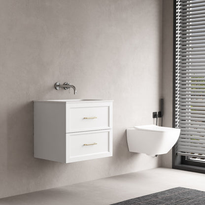 LUXE81 Angel Matte White 600 Cabinet With Matte Basin