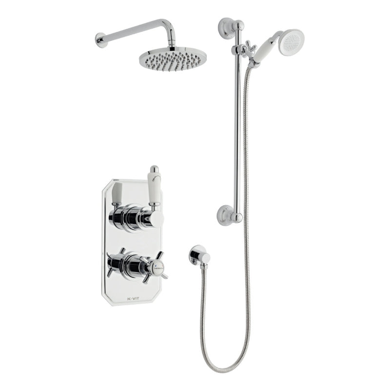 SW6 Klassique Thermostatic Concealed Shower with Adjustable Slide Rail Kit & overhead Drencher Option 3