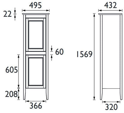 Caversham Floor Standing Tall Boy Midnight Blue