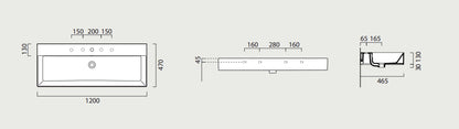 GSI Kube X Design 1200 x 470mm Washbasin
