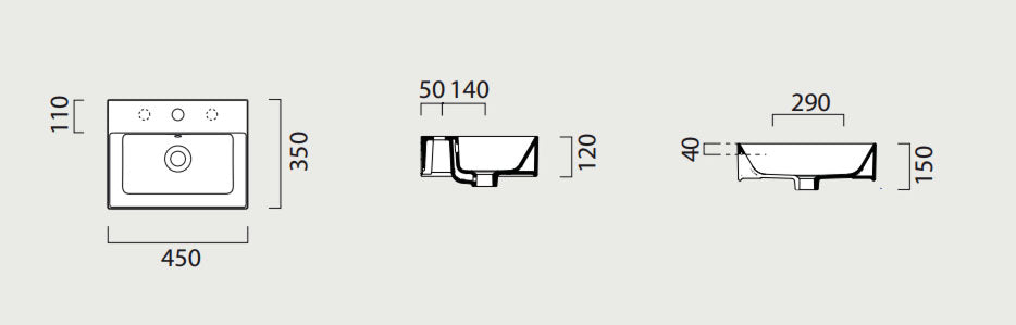 GSI Kube X Design 450 x 350mm Cloakroom Washbasin