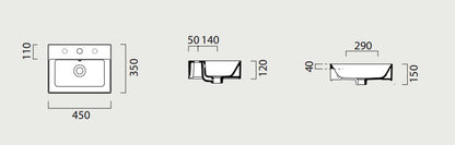 GSI Kube X Design 450 x 350mm Cloakroom Washbasin
