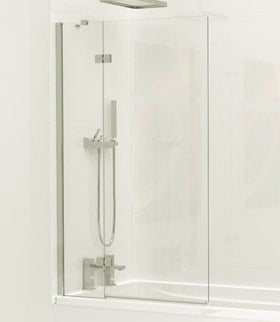 Kudos 2 Panel Framless Out-Swing Bath Screen 1500 x 950mm Silver Frame With Clear Glass