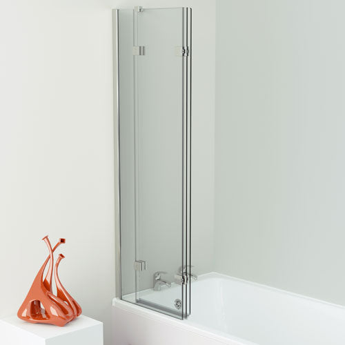 Kudos 3 Panel Framless In-Folding Bath Screen 1500 x 1250mm Silver Frame With Clear Glass