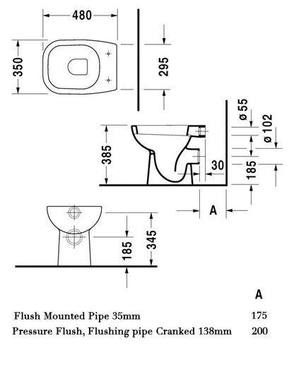 Duravit D-Code 48cm Back to Wall Pan