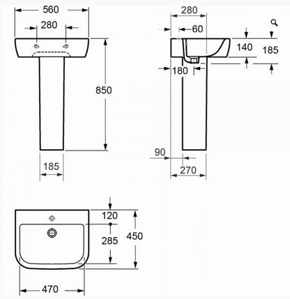Essentials Essence / Xcite 560mm Basin With One Tap Hole
