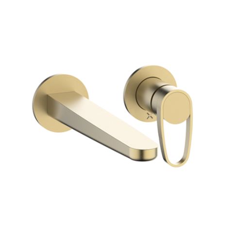 Crosswater Lazo 2H Wall Mounted Basin Mixer Brushed Brass