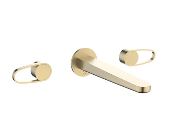 Crosswater Lazo 3H Wall Mounted Basin Mixer Brushed Brass