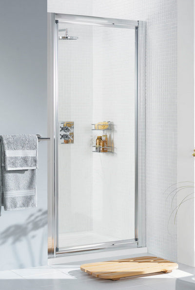 Lakes Classic 800mm Pivot Shower Door - Silver Frame