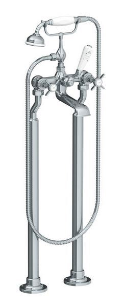 Classic Floor Standing Bath Shower Mixer & Stand Pipes - Chrome