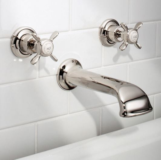 Lefroy Brooks Classic 3 Hole Wall Mounted Bath Filler (choose finish)