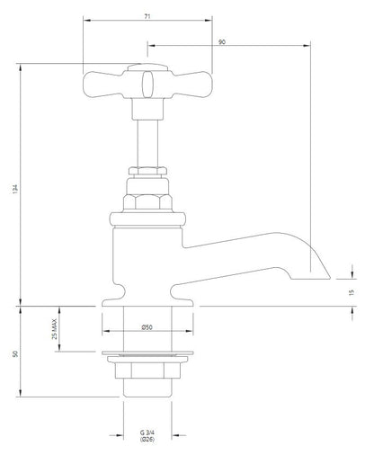 Lefroy Brooks Classic Bath Pillar Taps (choose finish)