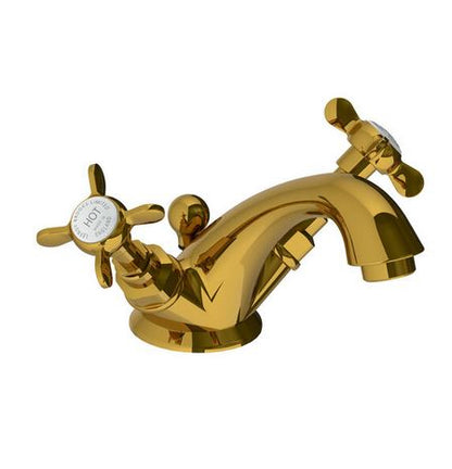 Lefroy Brooks Classic Monobloc Basin Mixer with Pop Up Waste - Polished Brass