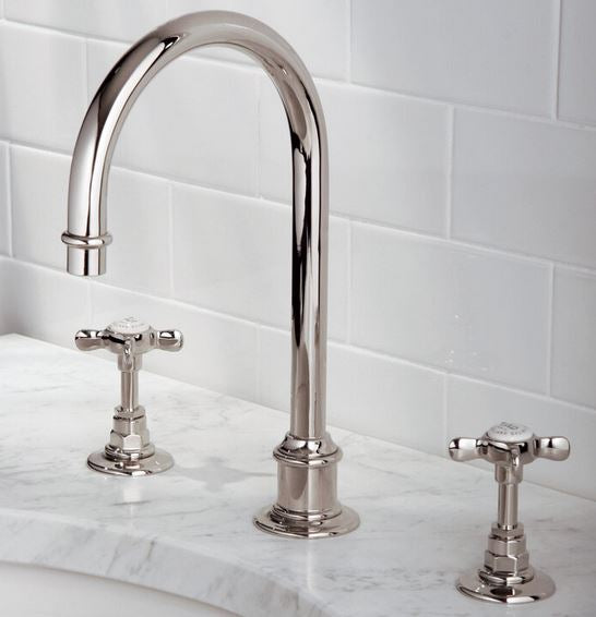 Lefroy Brooks Classic 3 Tap Hole Basin Mixer With Tubular Spout & Click Clack Waste (choose finish)
