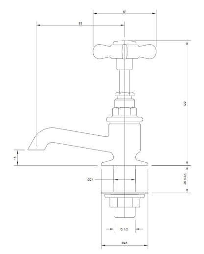 Lefroy Brooks Classic Basin Pillar Taps - (choose finish)