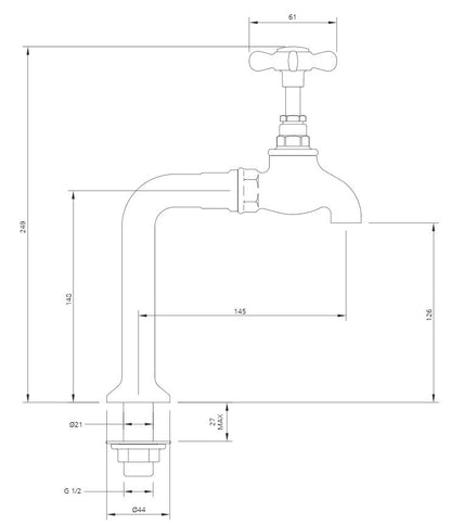 Lefroy Brooks Classic Kitchen Pillar Bib Taps (choose finish)