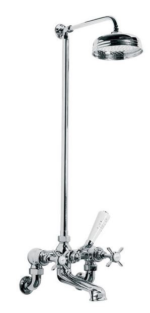Lefroy Brooks Classic Wall Mounted Bath Shower Mixer With Riser & 8" Rose - SIlver Nickel