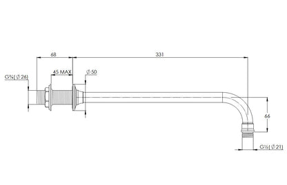 Lefroy Brooks 490mm Projection Shower Arm - Antique Gold