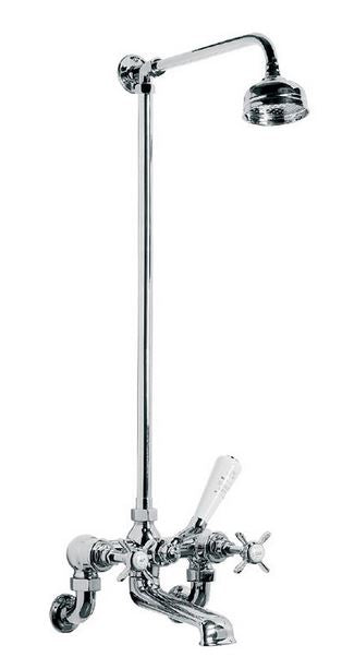 Lefroy Brooks Classic Wall Mounted Bath Shower Mixer With Riser & 5" Rose - Chrome