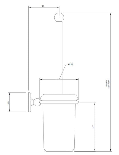 Lefroy Brooks Classic Wall Mounted Toilet Brush and Pot