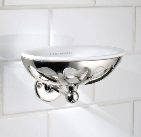 Lefroy Brooks Classic Fine Bone China Soap Dish & Holder - Chrome