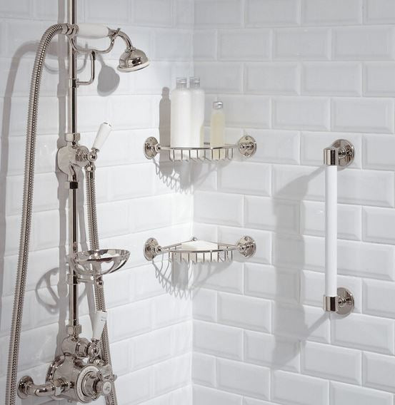 Lefroy Brooks Classic Stove Enamelled Grab Bar - Silver Nickel