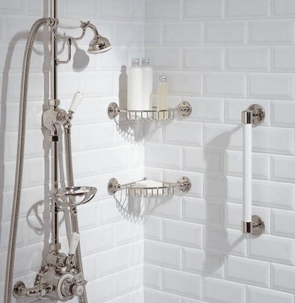 Lefroy Brooks Classic Stove Enamelled Grab Bar - Silver Nickel