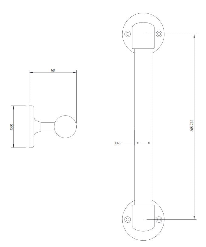 Lefroy Brooks Classic Stove Enamelled Grab Bar - Silver Nickel